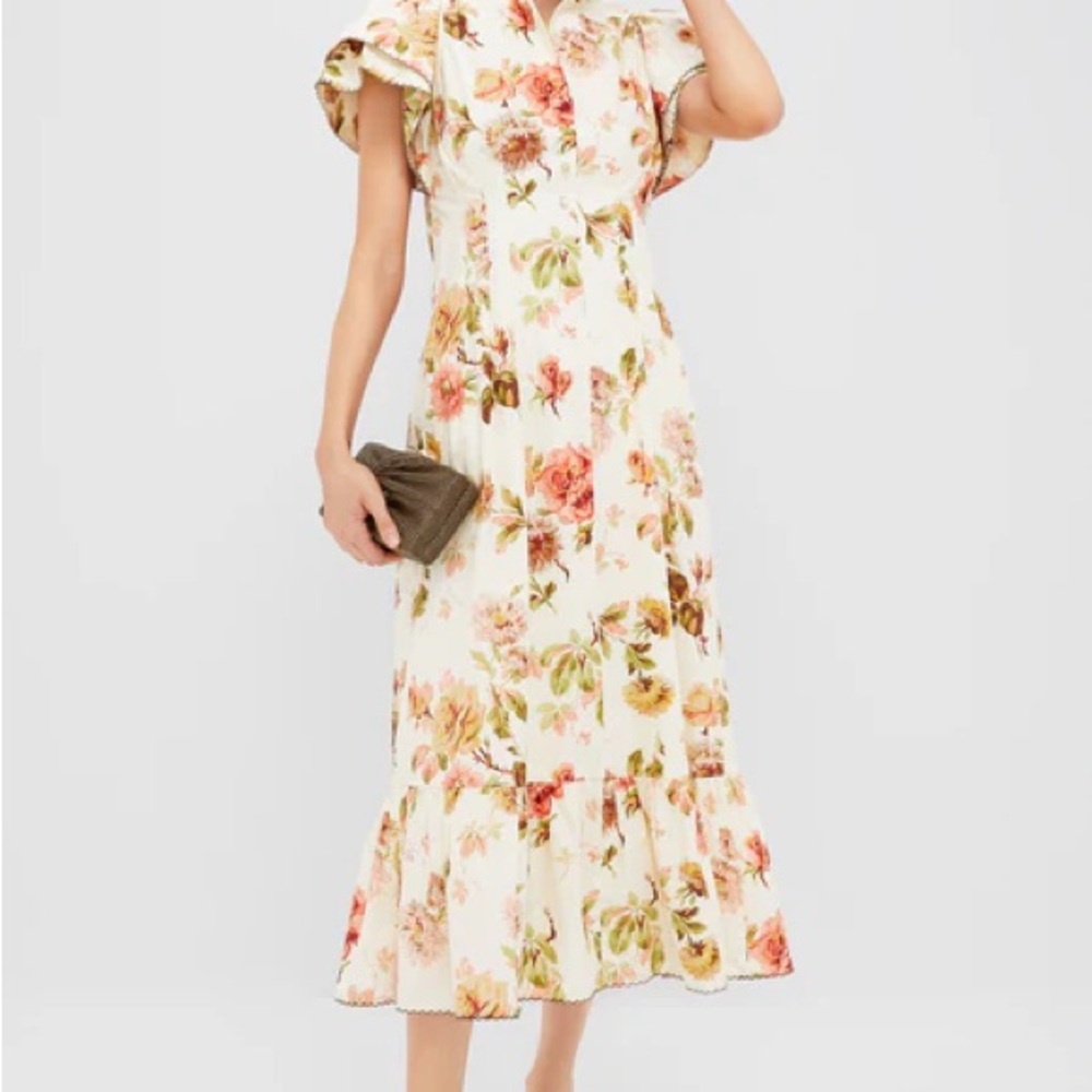 Tuckernuck Orange Brown Asymmetrical Ruffled Sundress